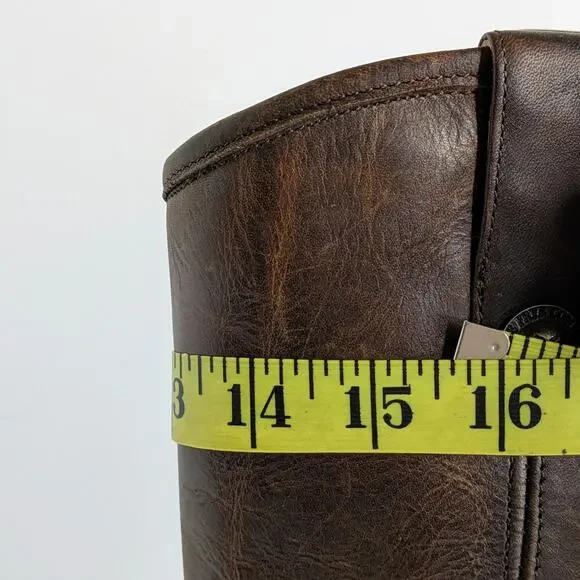 Frye Melissa Button Brown Leather Tall Boots 7.5 Equestrian Western Boho 77172 - Picture 16 of 16